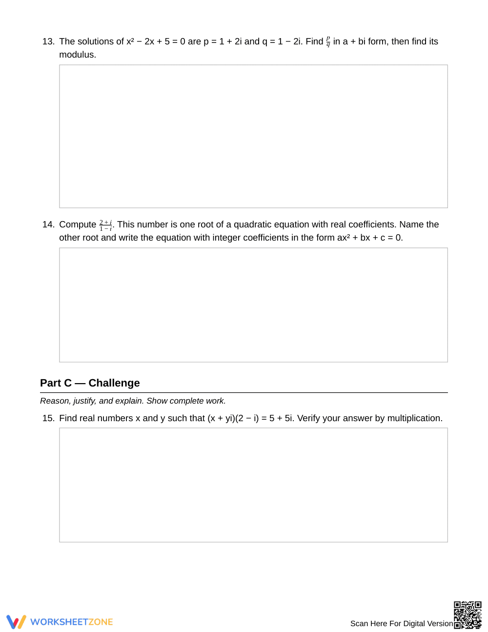 Complete Conjugate Division Worksheet | Grade 11 Algebra II - Page 4