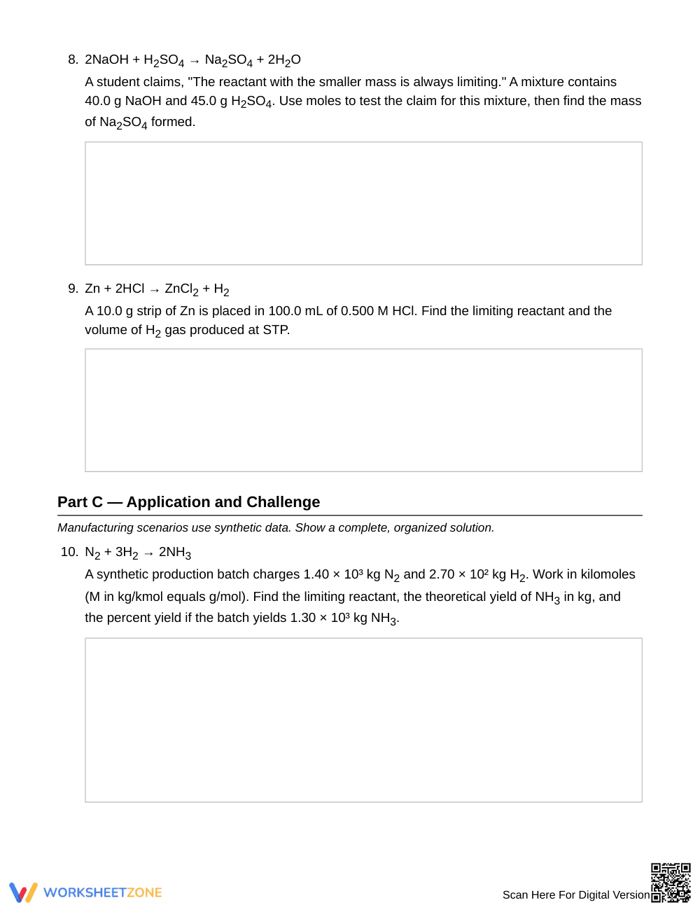Printable Limiting Reactant Worksheet | Grade 11 Chemistry - Page 4