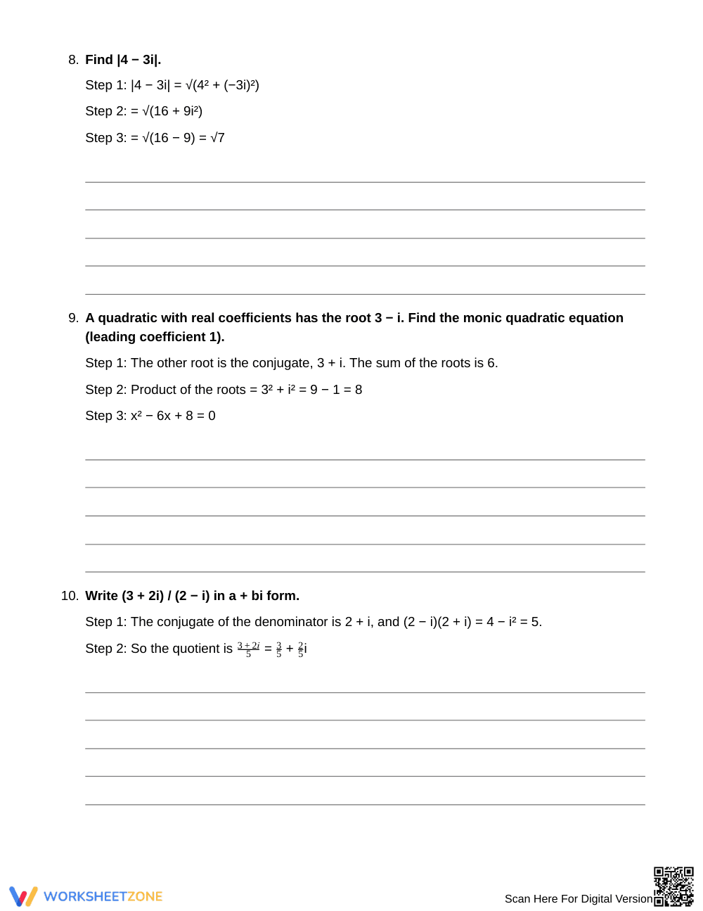 Printable i² Error Repair Worksheet | Grade 11 Algebra II - Page 5