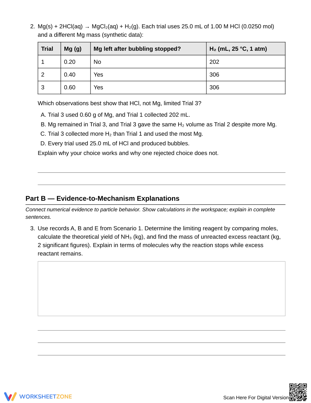 Ready Limiting Reagent Claims Worksheet | Grade 11 Chemistry - Page 2