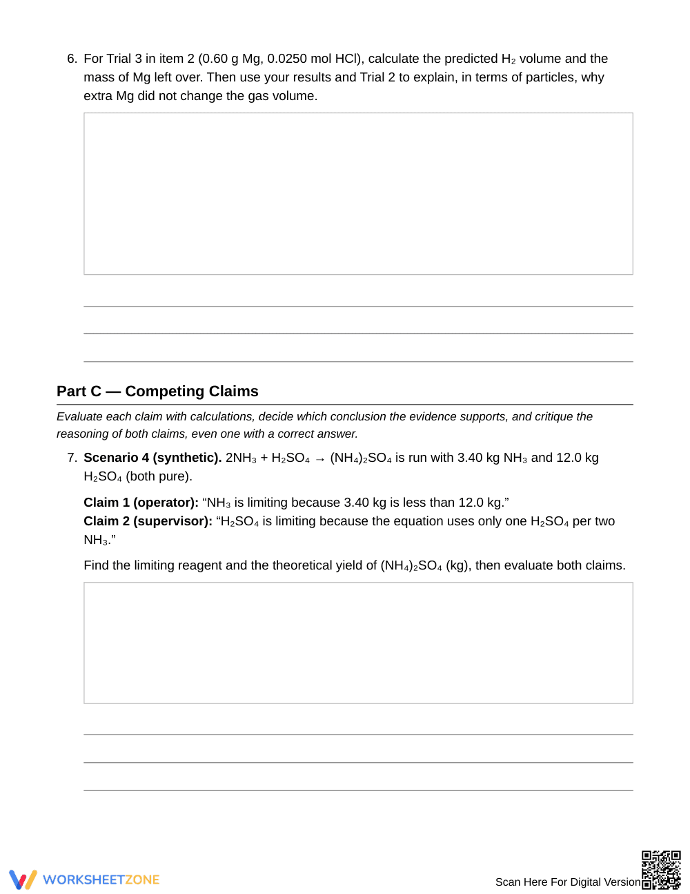 Ready Limiting Reagent Claims Worksheet | Grade 11 Chemistry - Page 4