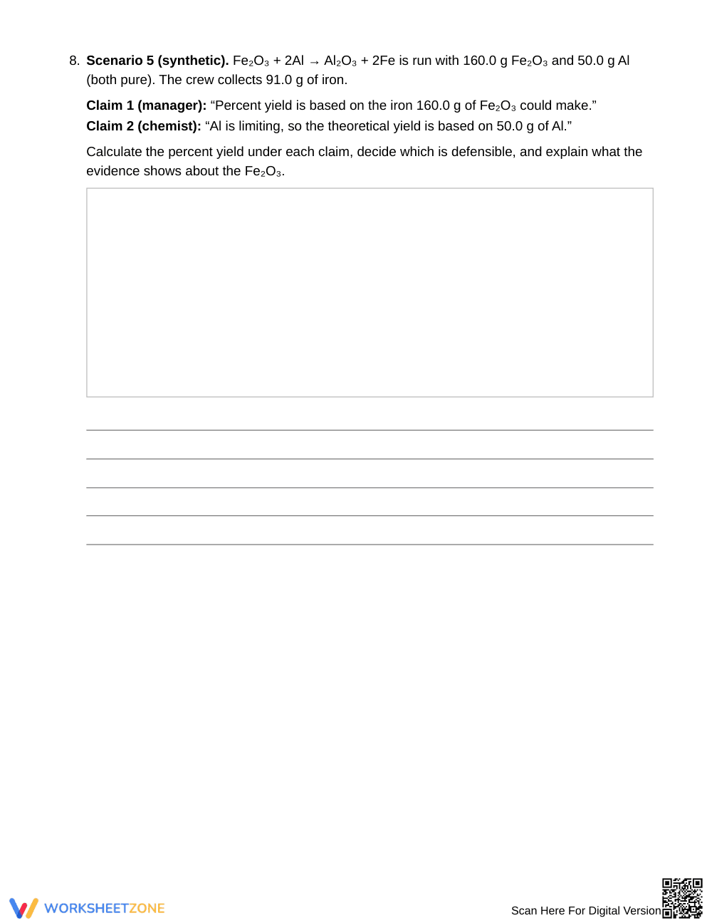 Ready Limiting Reagent Claims Worksheet | Grade 11 Chemistry - Page 5