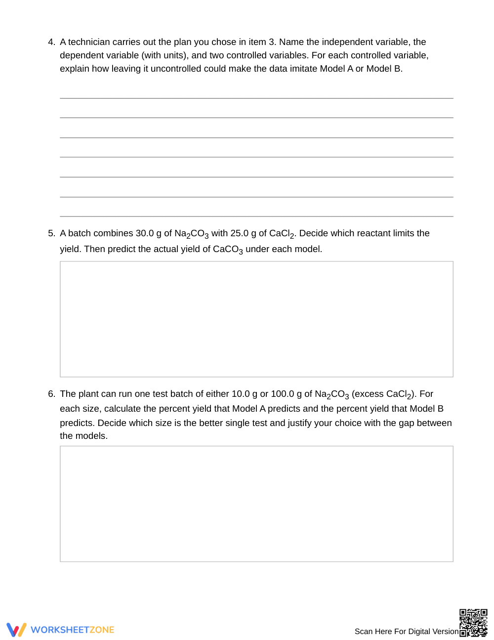 Printable Yield Models Worksheet | Grade 11 Chemistry - Page 3