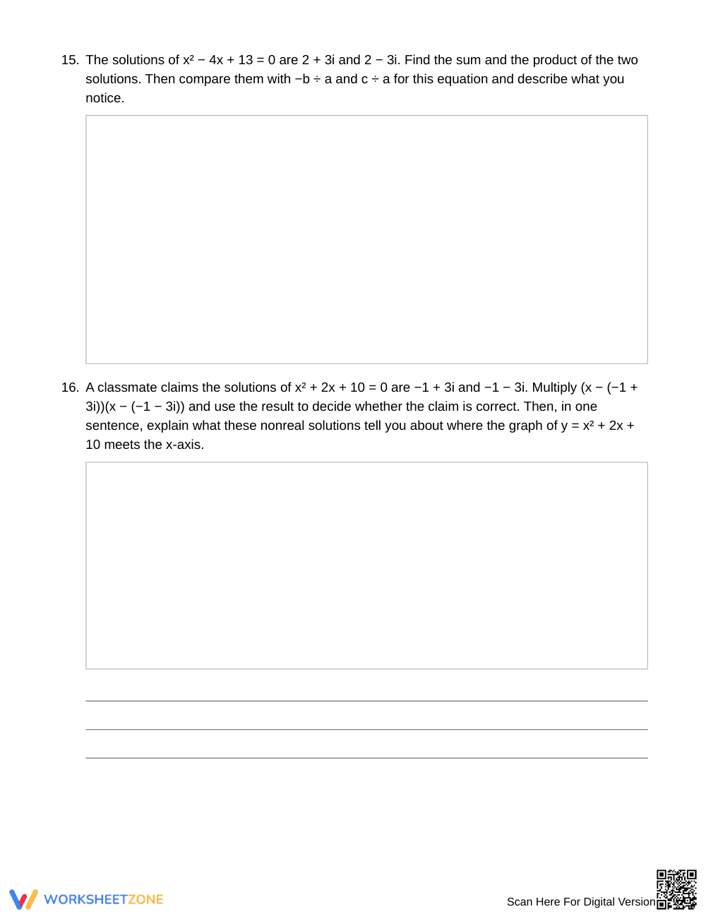 Ready Complex Arithmetic Worksheet | Grade 11 Algebra II - Page 5