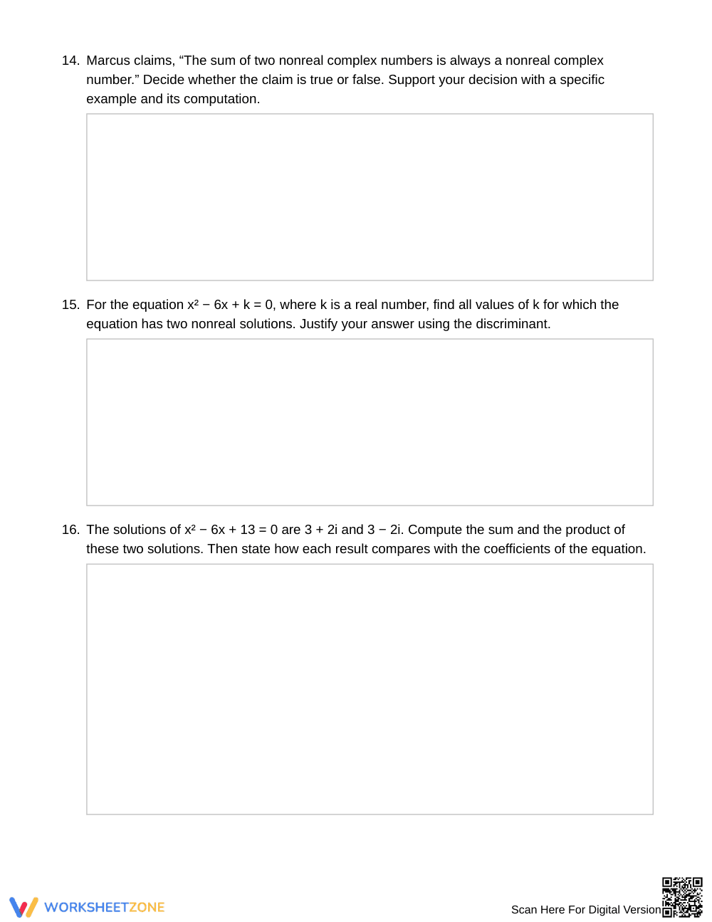 Printable Complex Numbers Worksheet | Grade 11 Algebra II - Page 5
