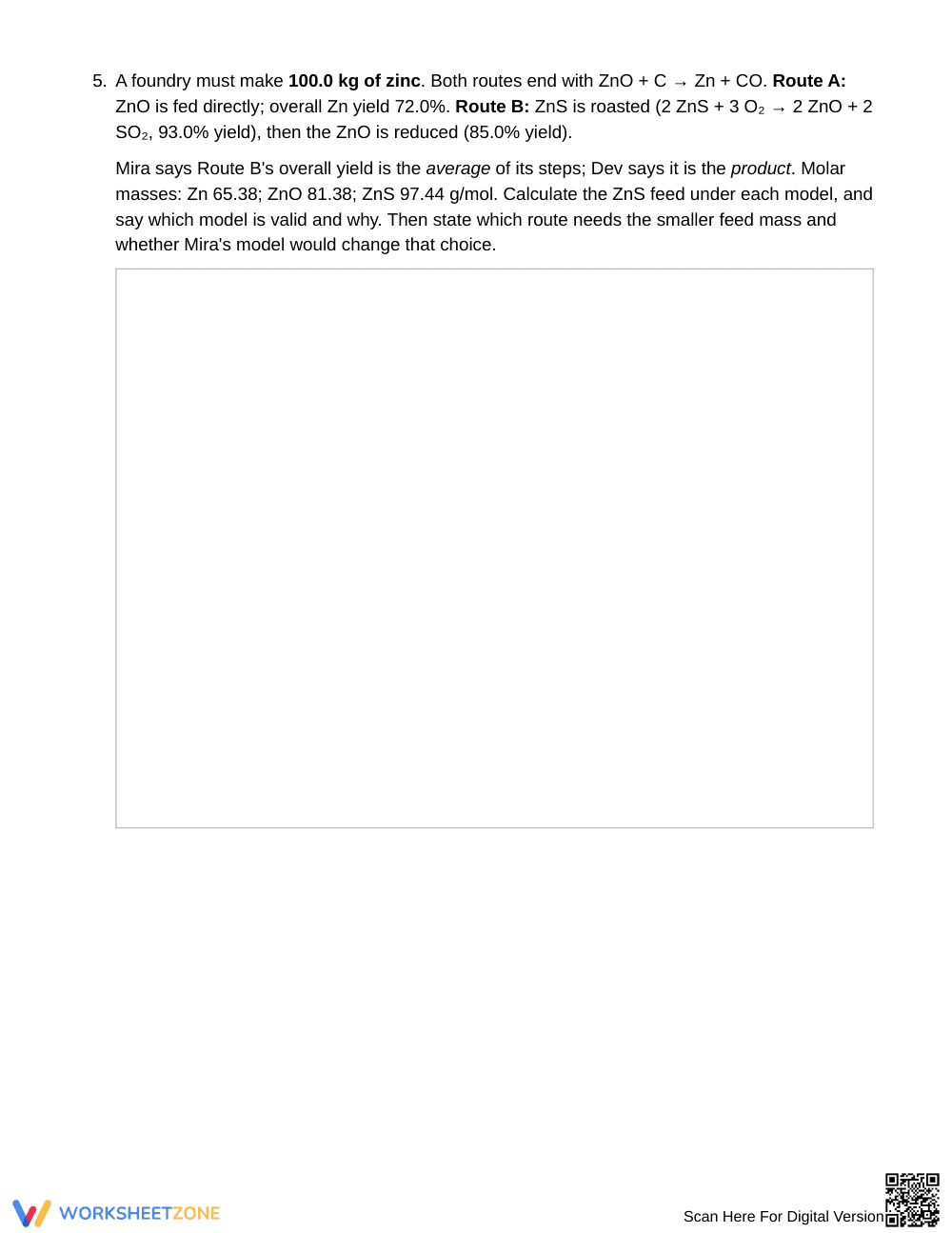 Printable Reactant Yield Worksheet | Grade 11 Chemistry - Page 4