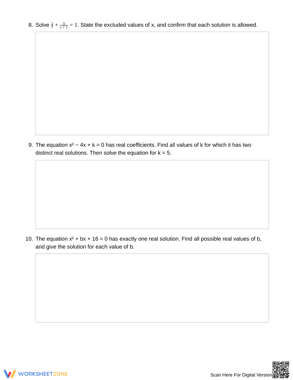Printable Quadratic Formula Worksheet | Grade 11 Algebra II - Page 4