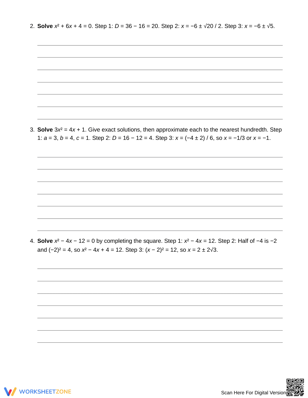 Printable Quadratic Errors Worksheet | Grade 11 Algebra II - Page 2