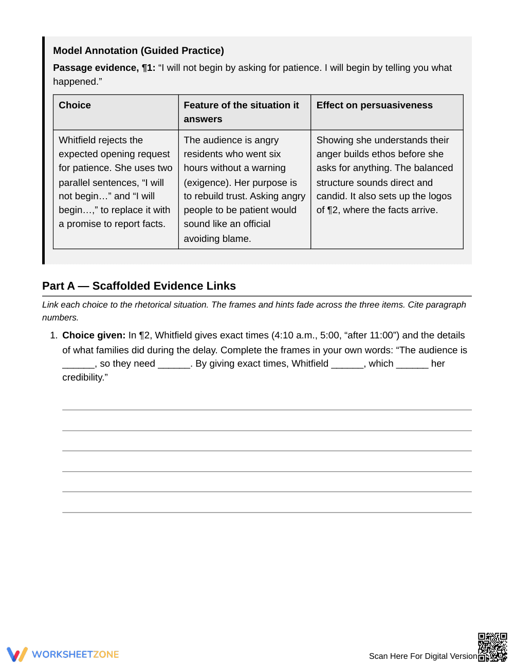 Aligned Rhetorical Choices Worksheet | Grade 11 English III - Page 3