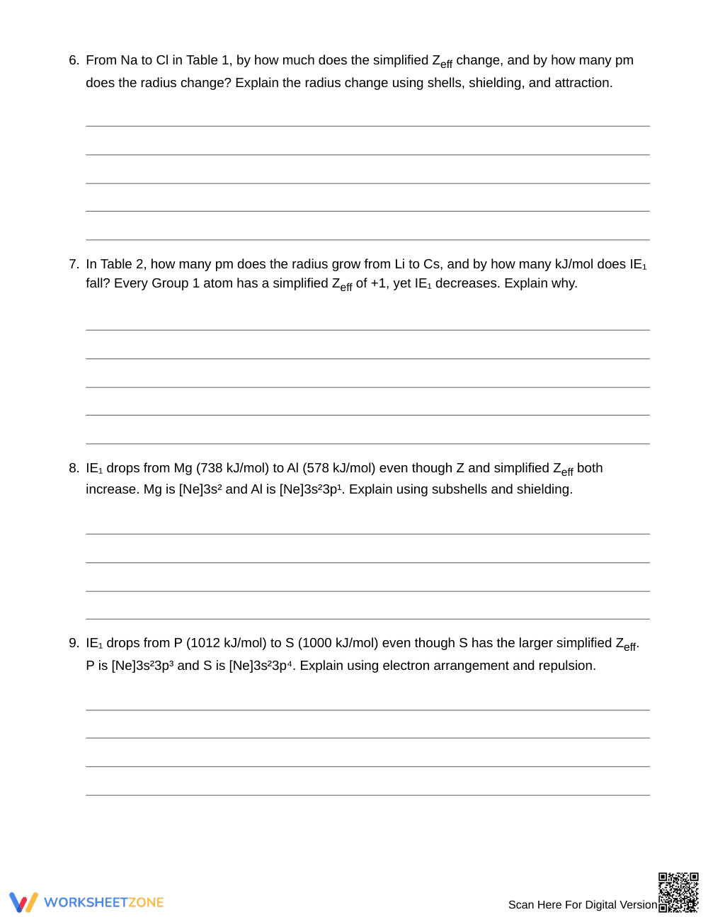 Printable Shielding & Zeff Worksheet | Grade 11 Chemistry - Page 4