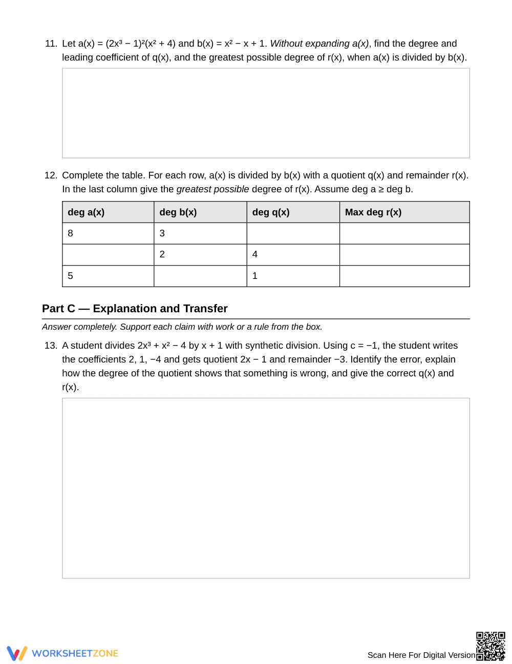 Free Polynomial Division Worksheet | Grade 11 Algebra II - Page 4