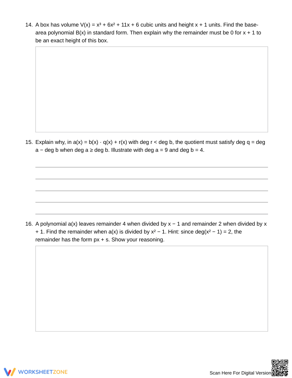 Free Polynomial Division Worksheet | Grade 11 Algebra II - Page 5