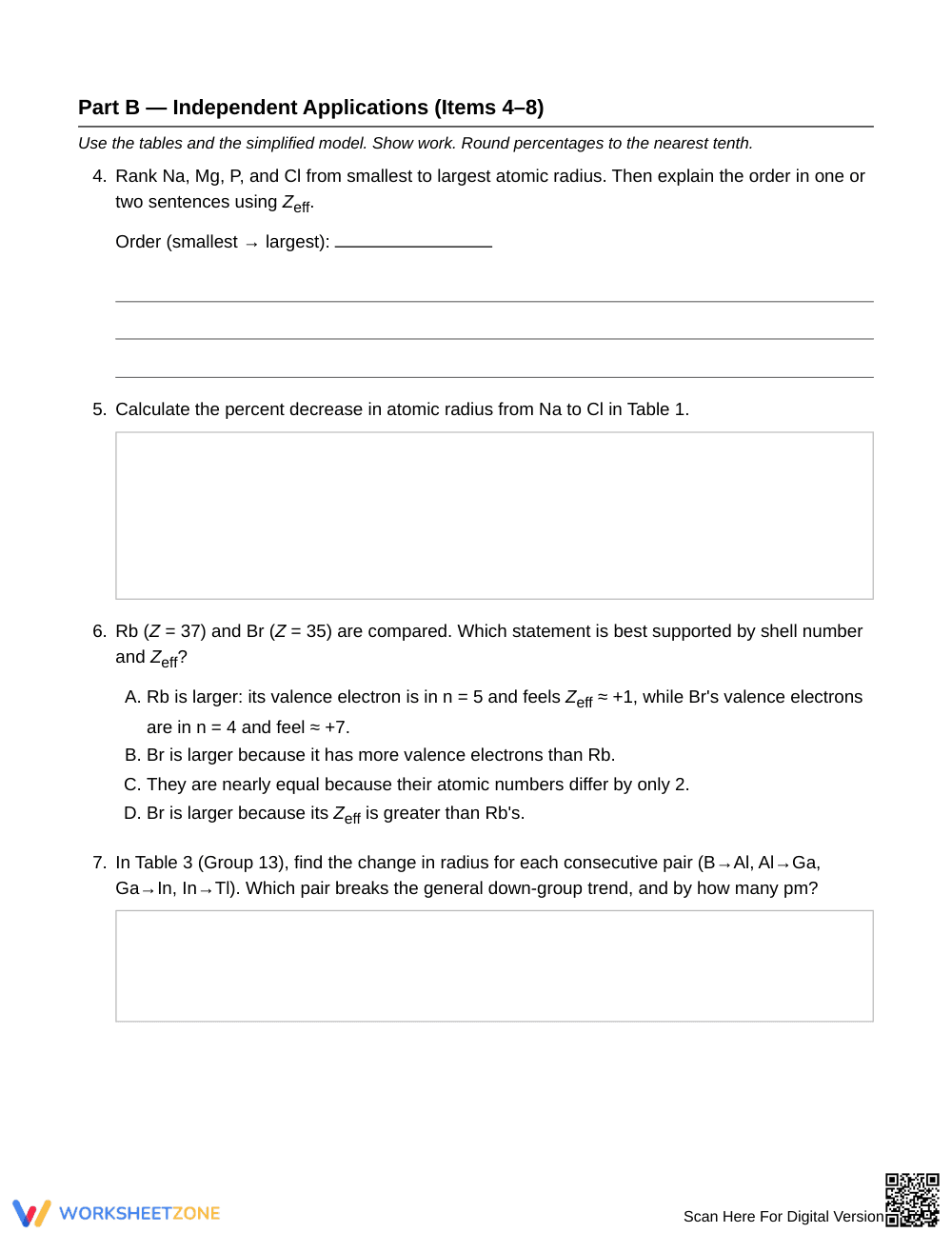 Printable Atomic Radius Worksheet | Grade 11 Chemistry - Page 4