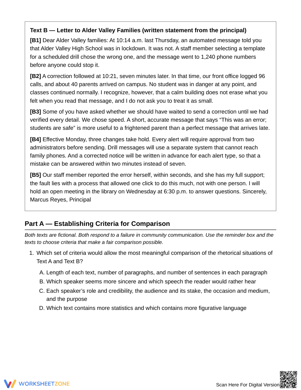 Ready Rhetoric Comparison Worksheet | Grade 11 English III - Page 3