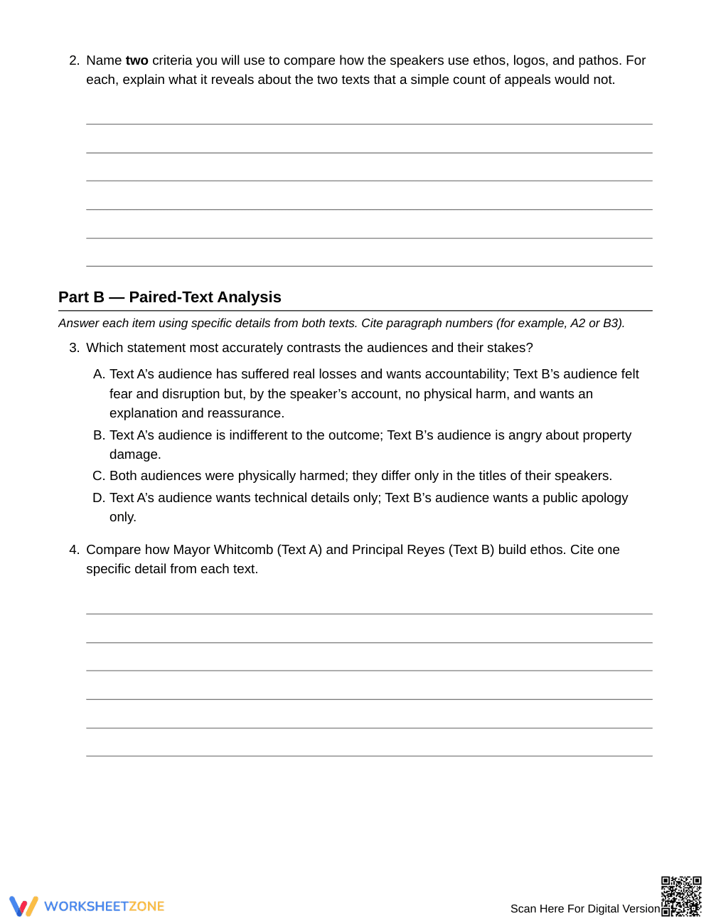 Ready Rhetoric Comparison Worksheet | Grade 11 English III - Page 4