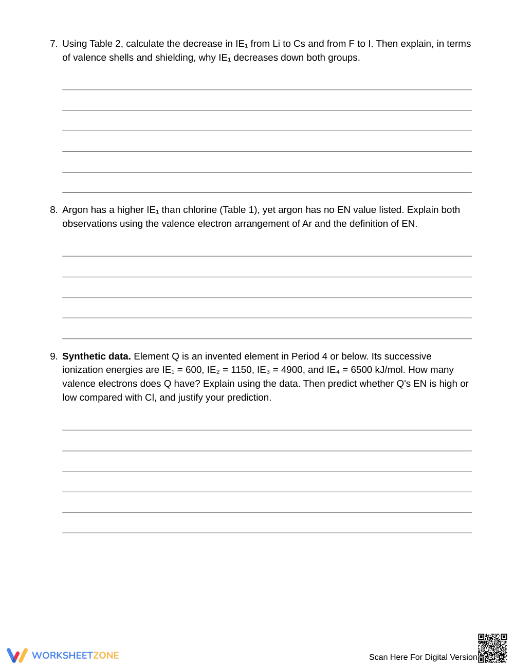 Ready IE vs Electronegativity Worksheet | Grade 11 Chemistry - Page 4