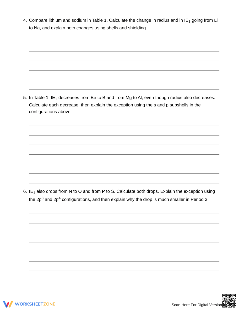 Printable Trend Exceptions Worksheet | Grade 11 Chemistry - Page 3