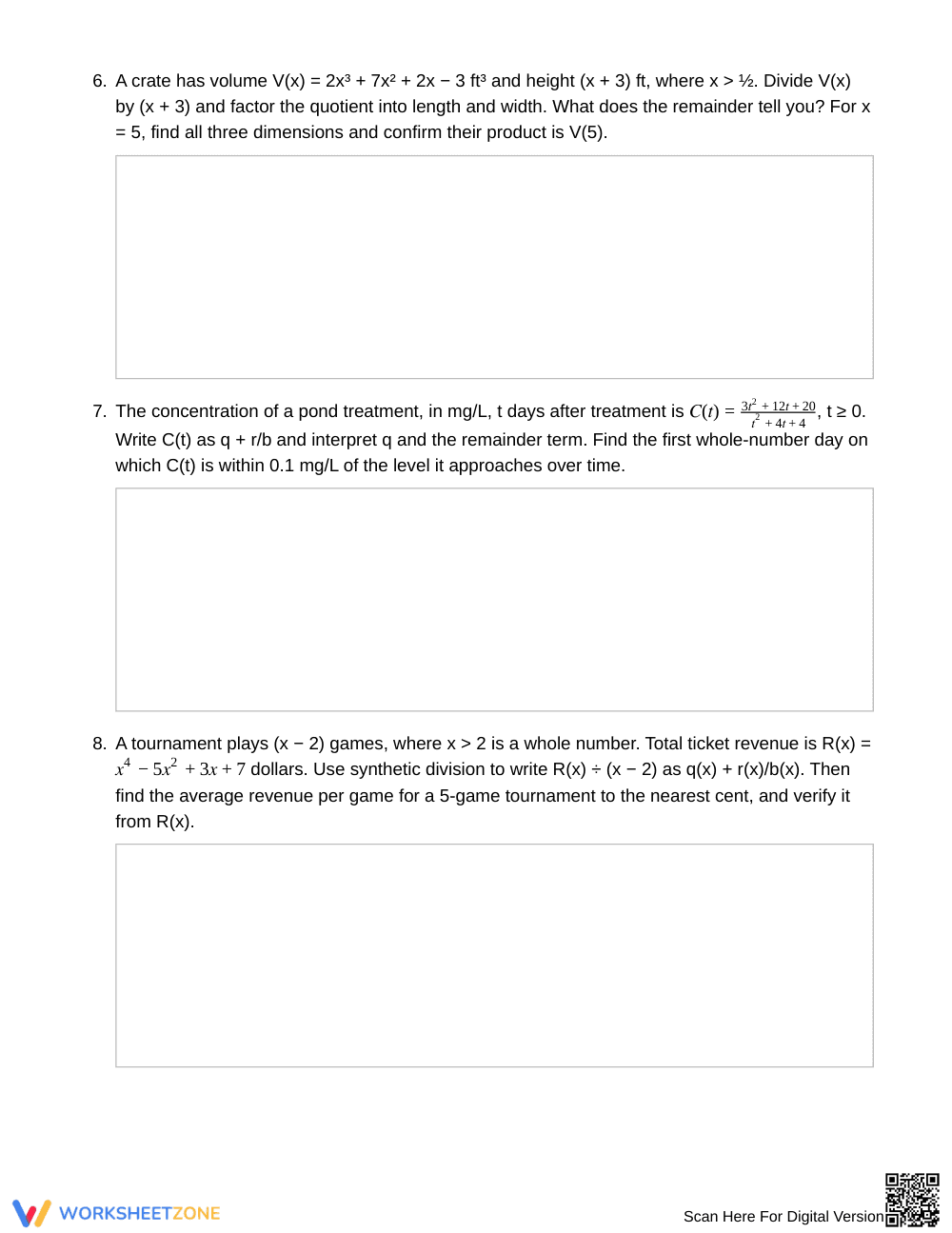 Aligned Polynomial Quotient Worksheet | Grade 11 Algebra II - Page 4