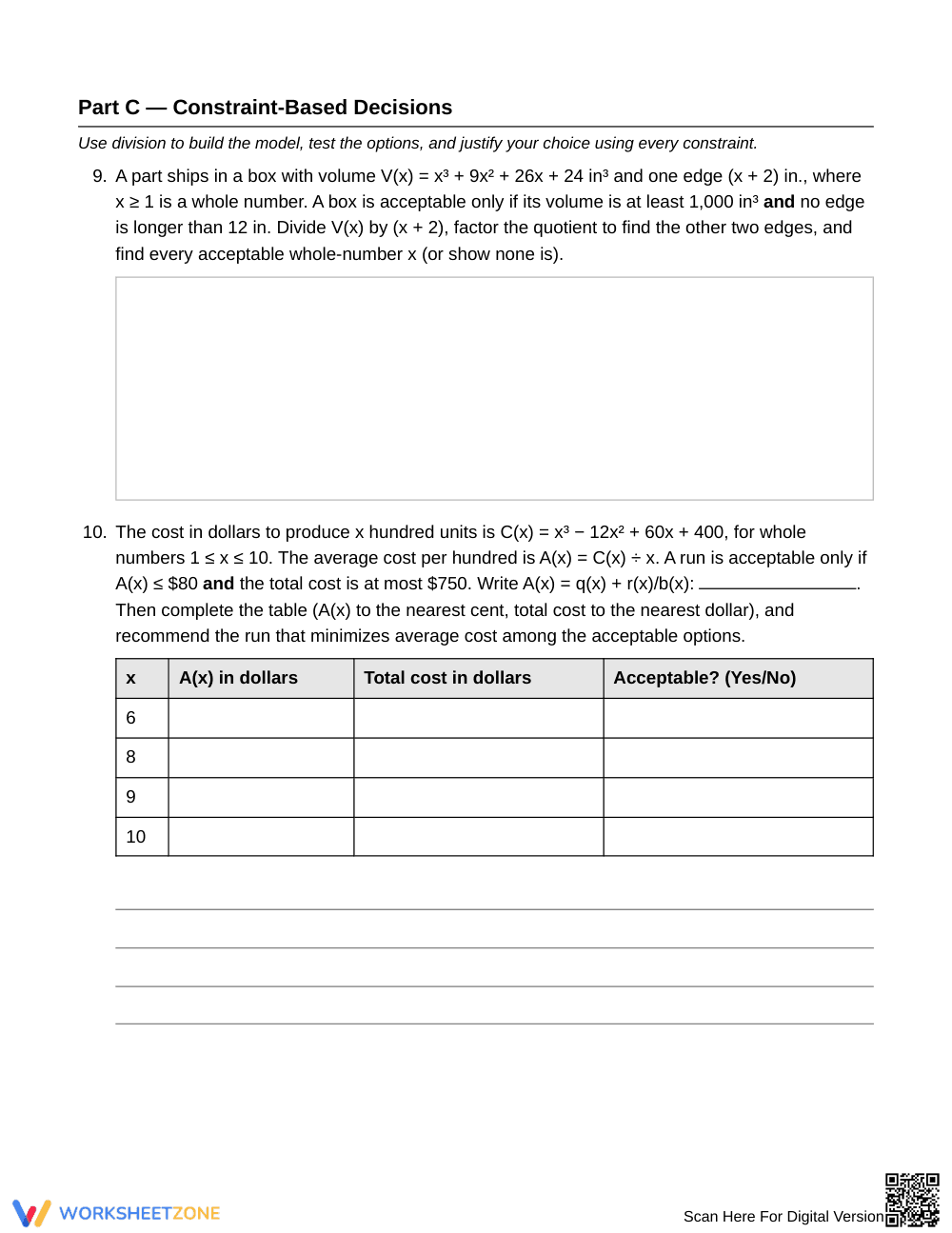 Aligned Polynomial Quotient Worksheet | Grade 11 Algebra II - Page 5