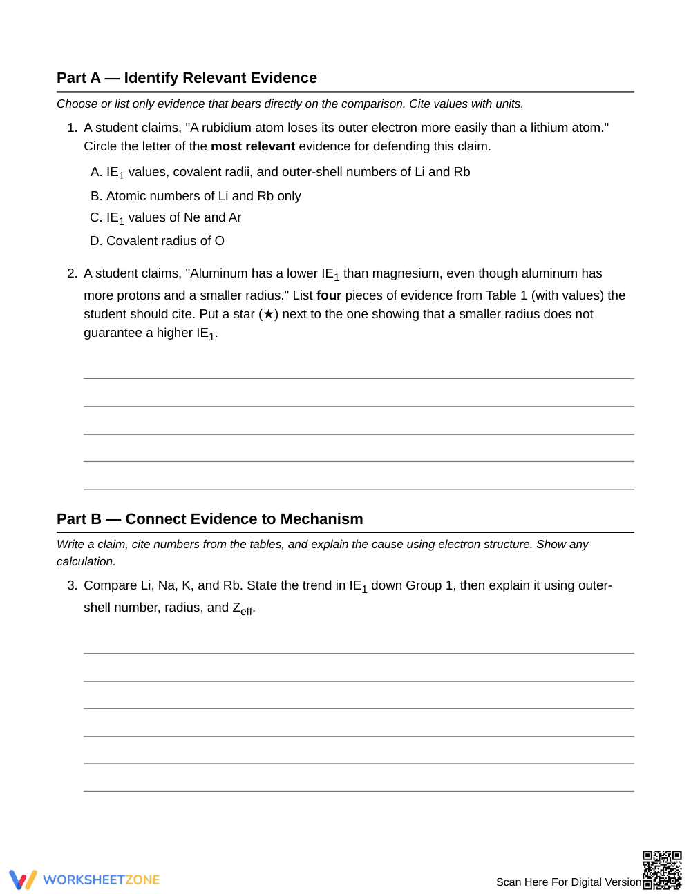 Printable Electron Structure Worksheet | Grade 11 Chemistry - Page 3