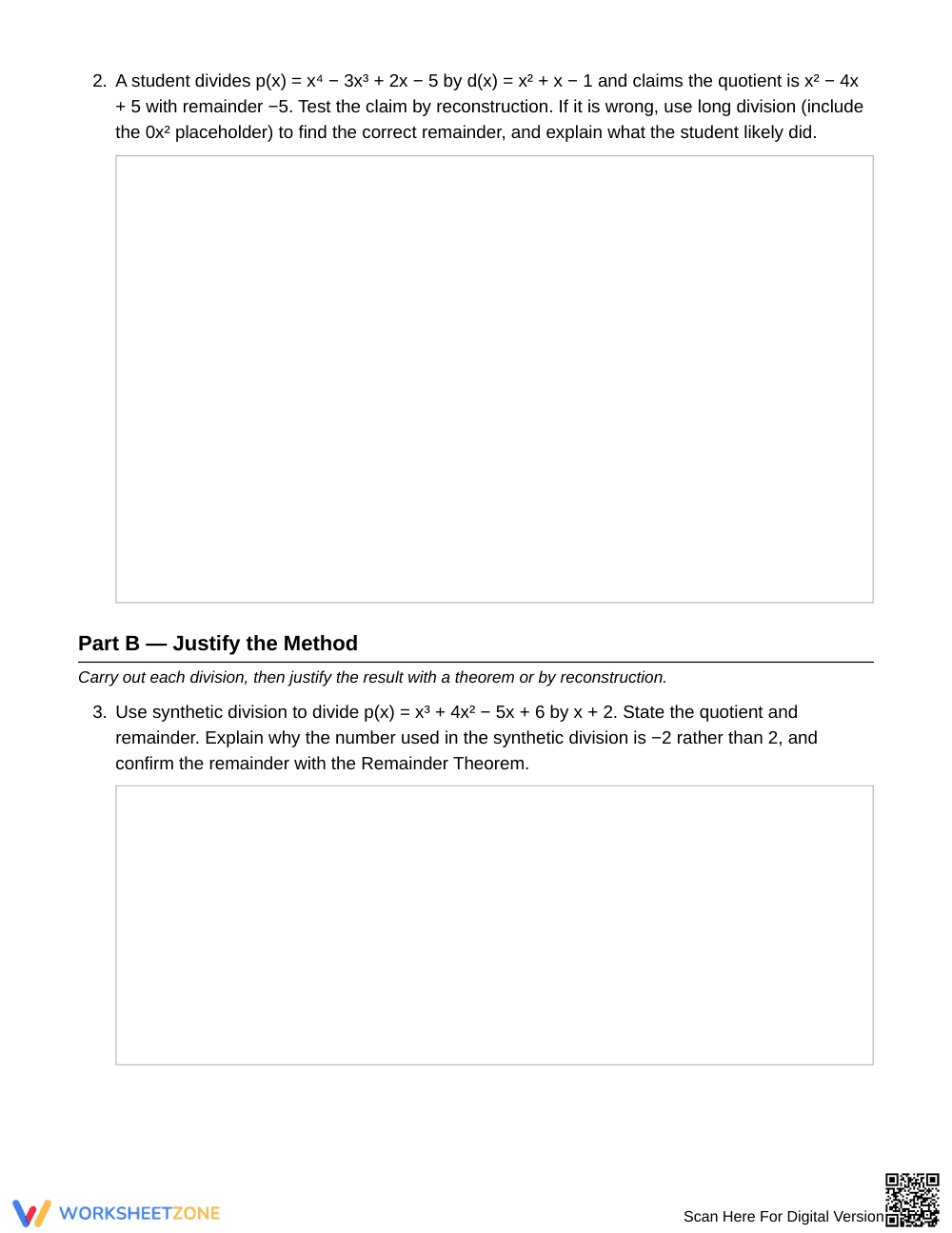 Essential Reconstruction Worksheet | Grade 11 Algebra II - Page 2