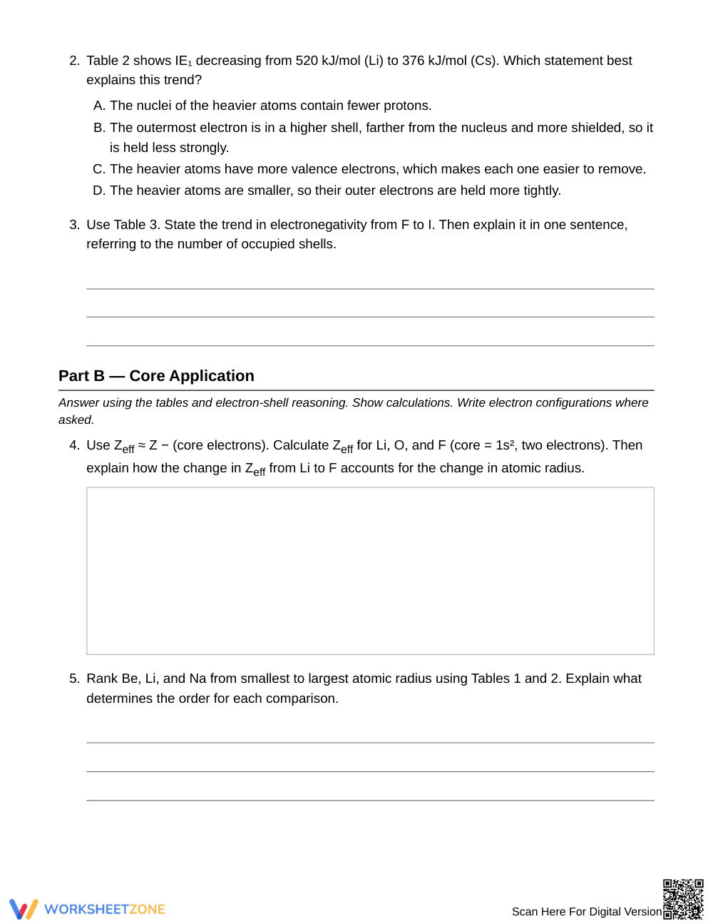 Ready Periodic Trends Check Worksheet | Grade 11 Chemistry - Page 3