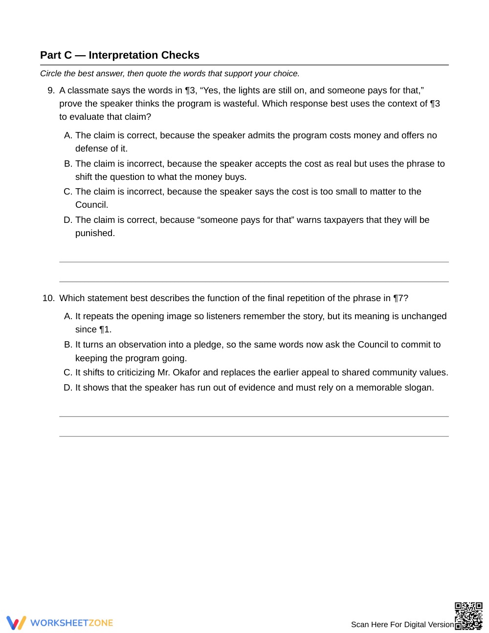 Printable Repeated Phrase Worksheet | Grade 11 English III - Page 6