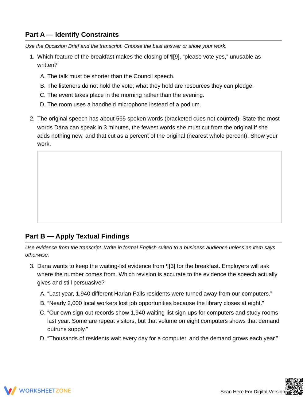 Ready Speech Restructuring Worksheet | Grade 11 English III - Page 3