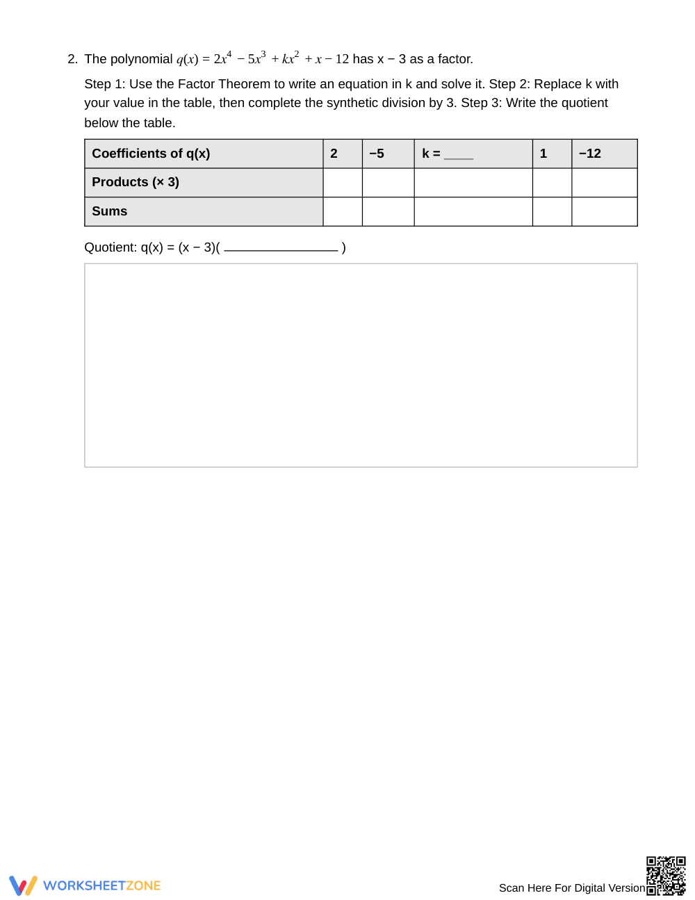 Ready Missing Coefficient Worksheet | Grade 11 Algebra II - Page 2
