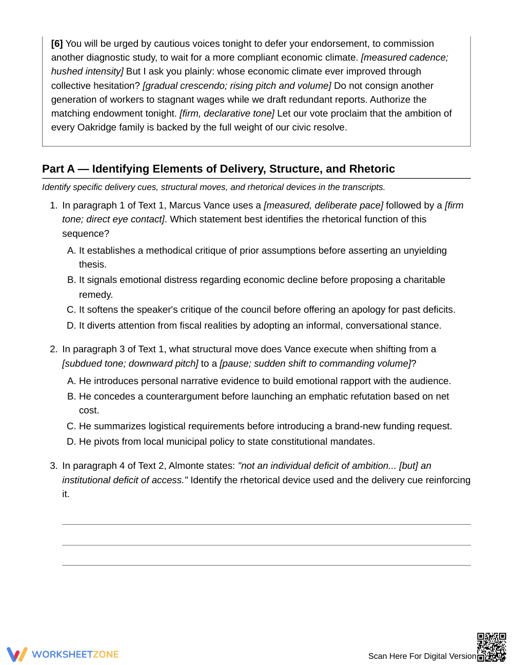 Essential Speech Delivery Worksheet | Grade 11 English III - Page 3