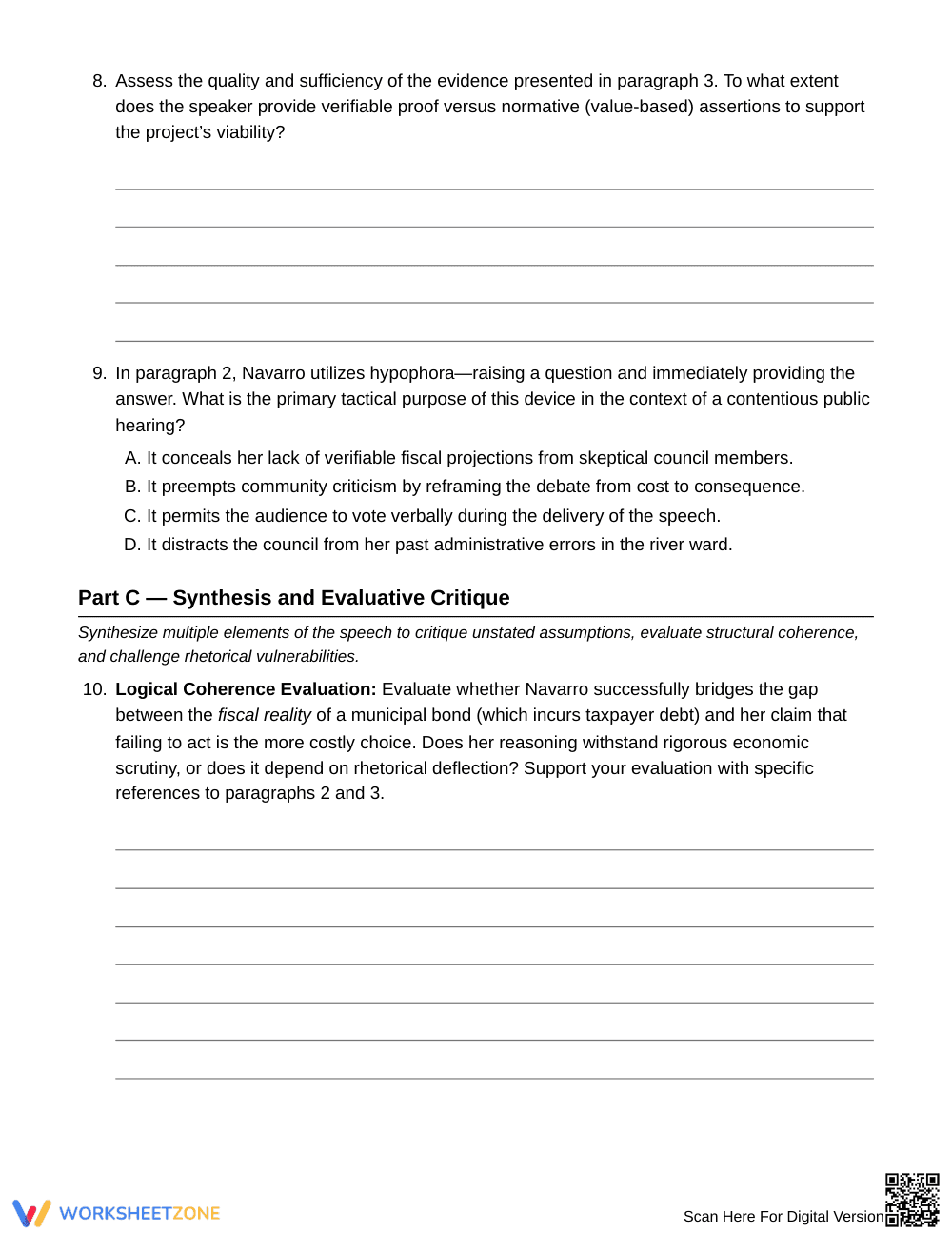 Complete Speech Analysis Worksheet | Grade 11 English III - Page 5
