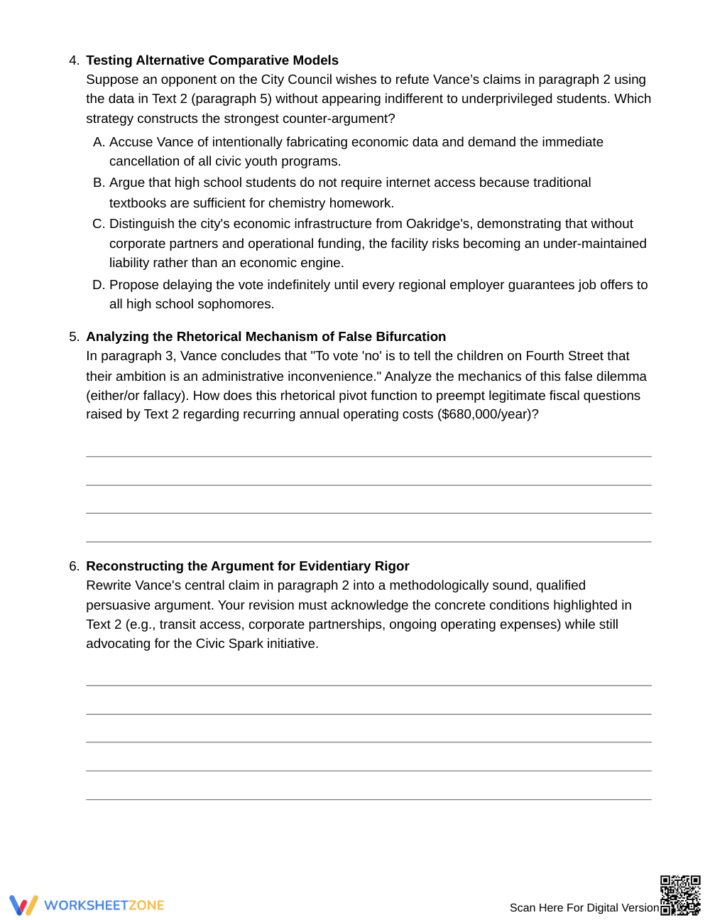 Ready Rhetoric & Evidence Worksheet | Grade 11 English III - Page 5