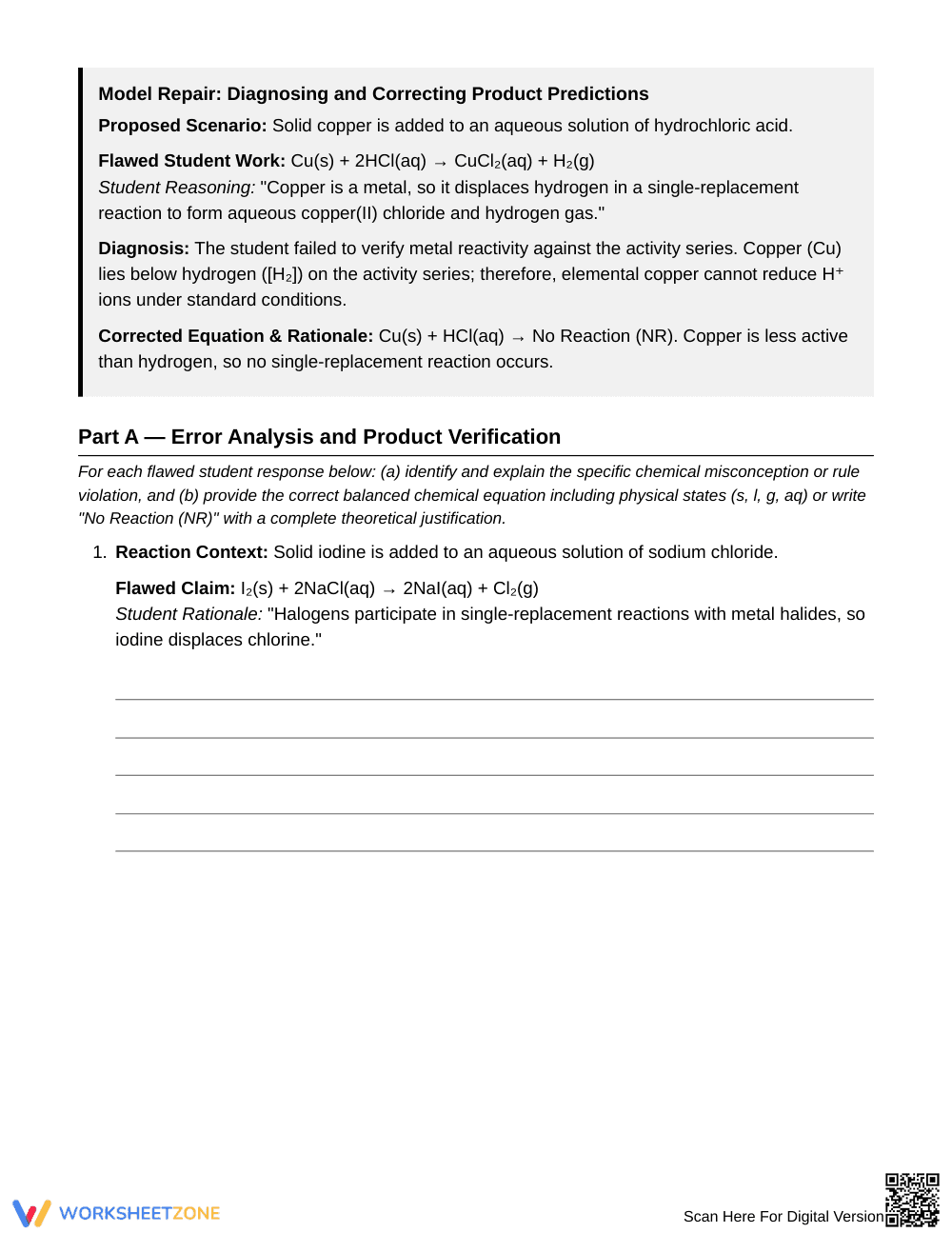 Complete Product Prediction Worksheet | Grade 11 Chemistry - Page 2