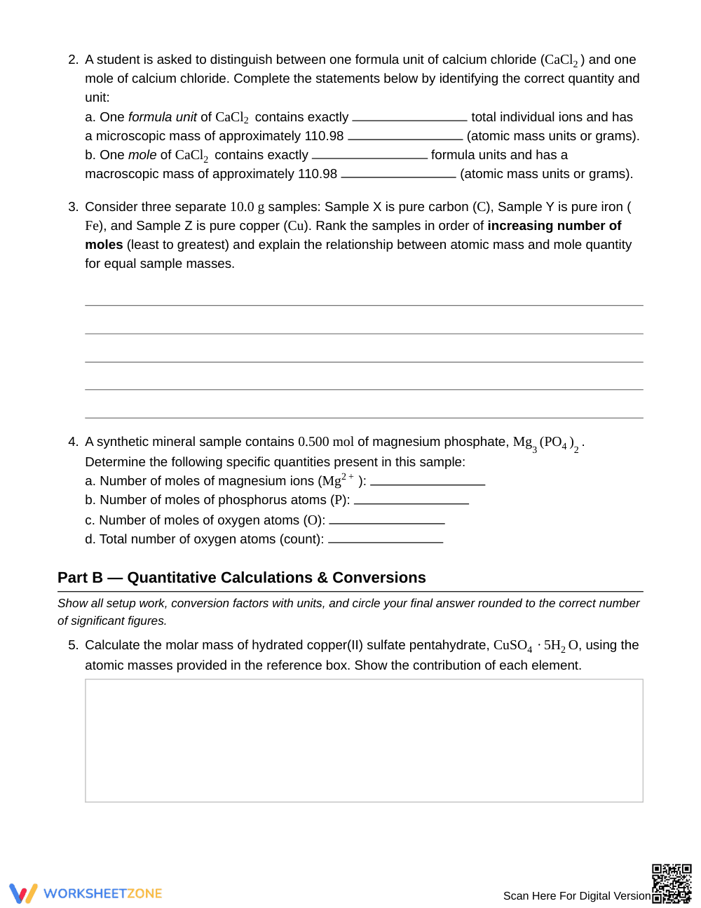 Essential Moles & Molar Mass Worksheet | Grade 11 Chemistry - Page 2