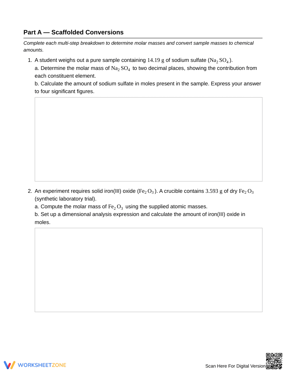 Essential Mass to Moles Worksheet | Grade 11 Chemistry - Page 2