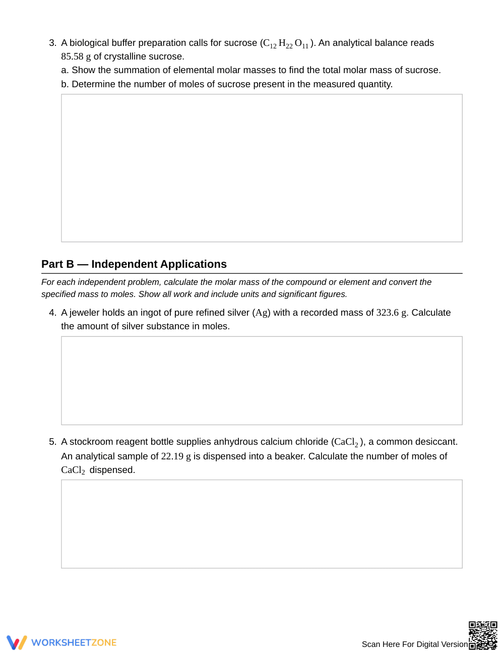 Essential Mass to Moles Worksheet | Grade 11 Chemistry - Page 3