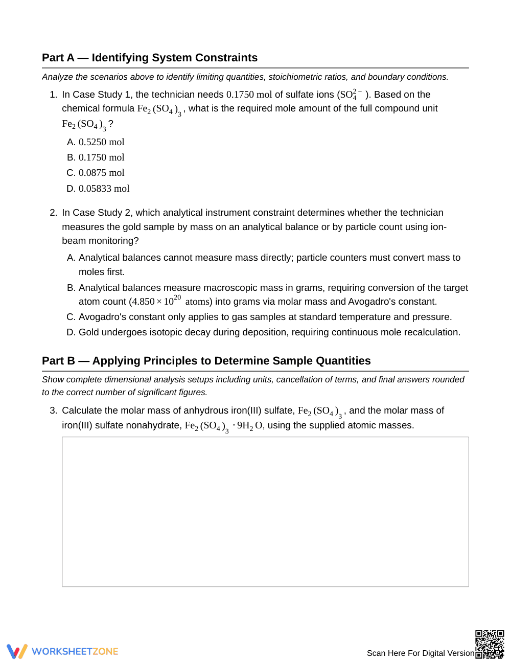 Essential Sample Quantity Worksheet | Grade 11 Chemistry - Page 2