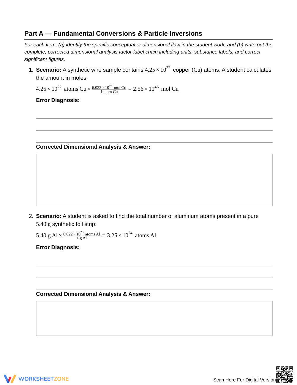 Complete Unit-Chain Errors Worksheet | Grade 11 Chemistry - Page 2