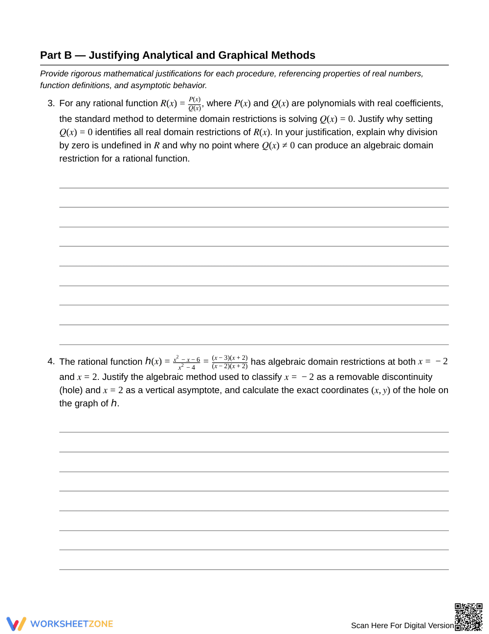 Proven Domain Restrictions Worksheet | Grade 11 Algebra II - Page 3