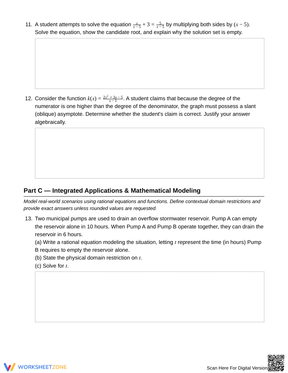 Complete Rational Functions Worksheet | Grade 11 Algebra II - Page 4