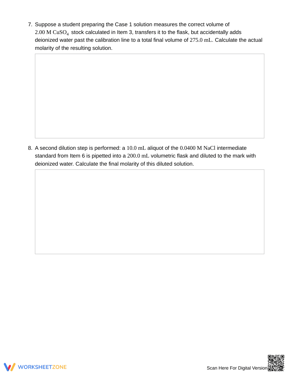 Ready Molarity & Dilution Worksheet | Grade 11 Chemistry - Page 4