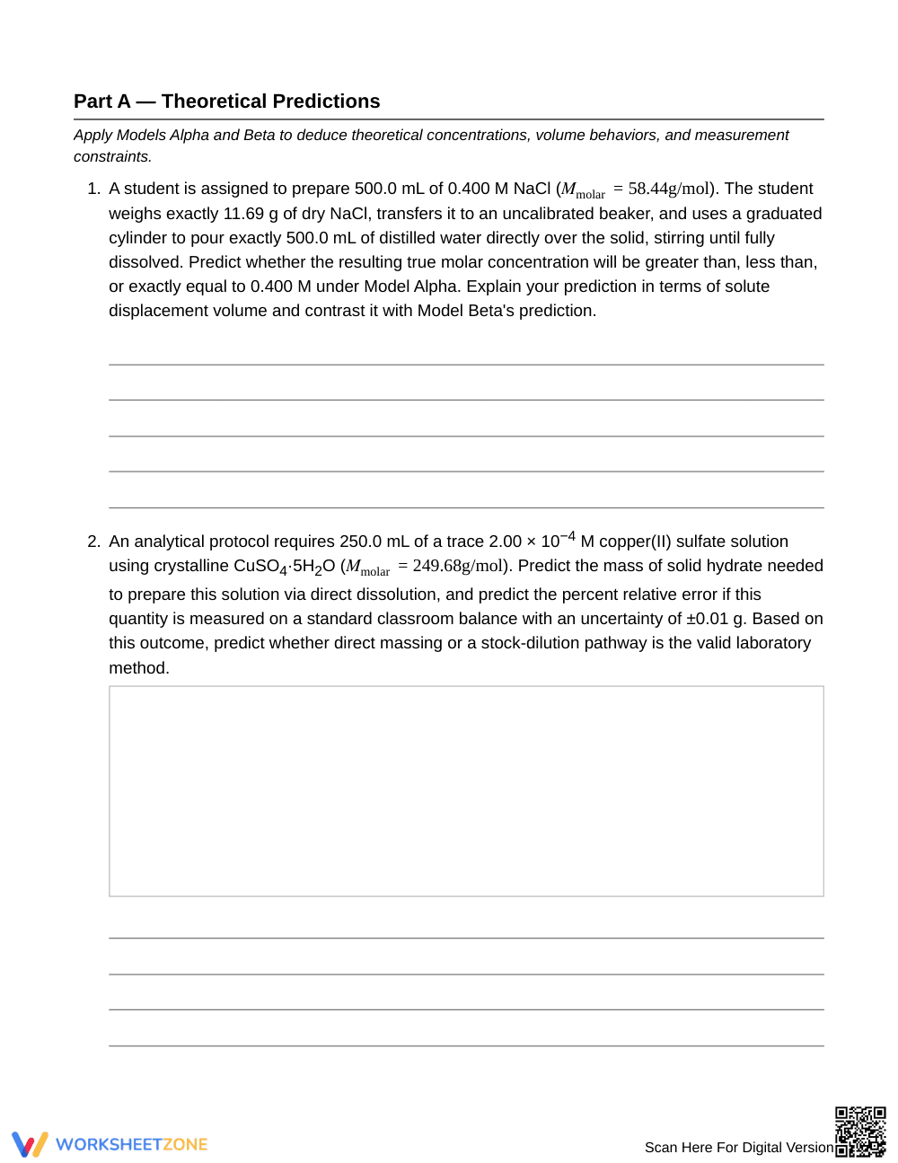 Complete Molarity & Dilution Worksheet | Grade 11 Chemistry - Page 2