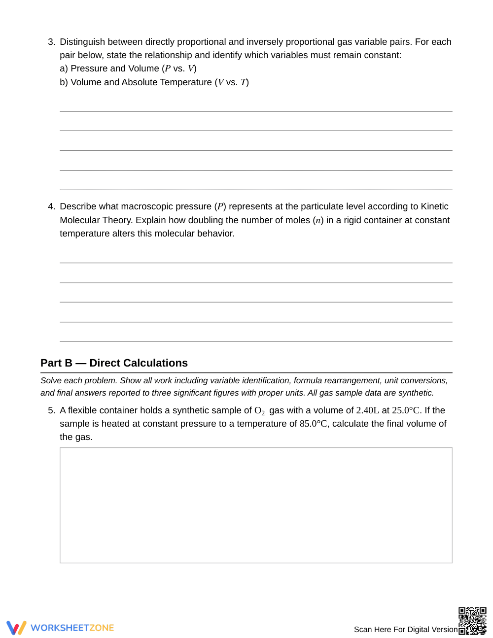 Essential Gas Variables Worksheet | Grade 11 Chemistry - Page 2