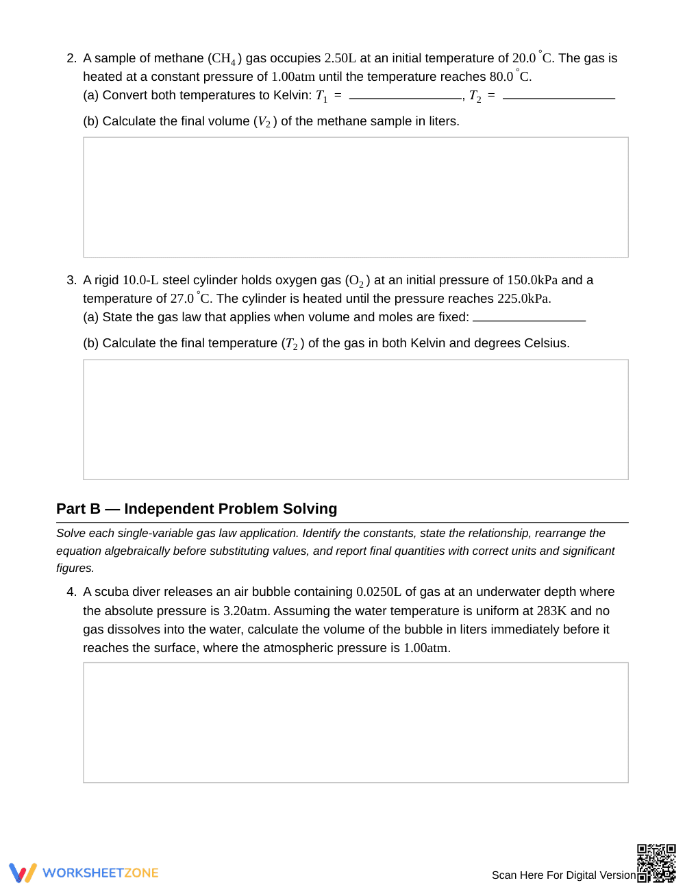 Essential Gas Laws Worksheet | Grade 11 Chemistry - Page 3