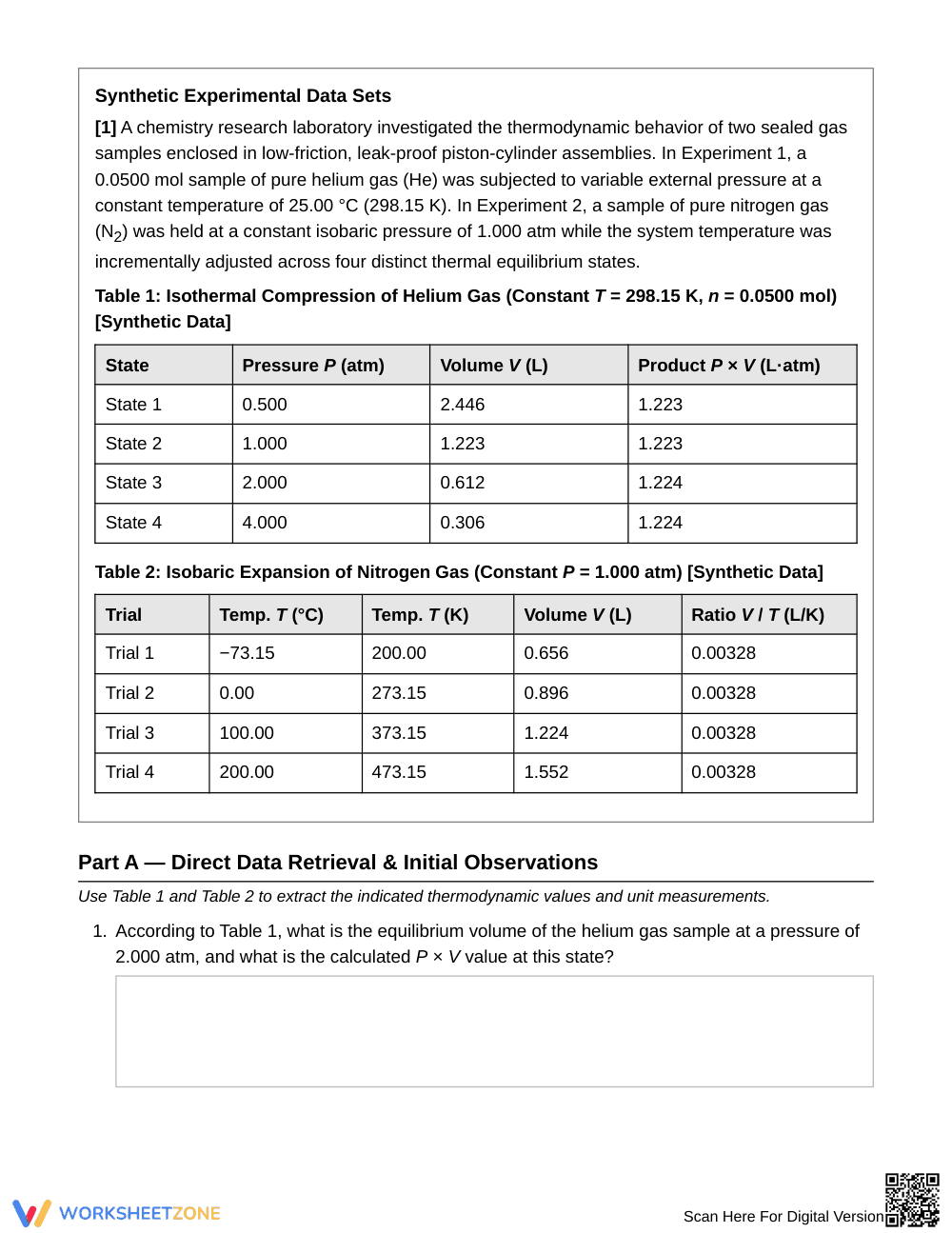 Essential Gas Laws PVT Data Worksheet | Grade 11 Chemistry - Page 2