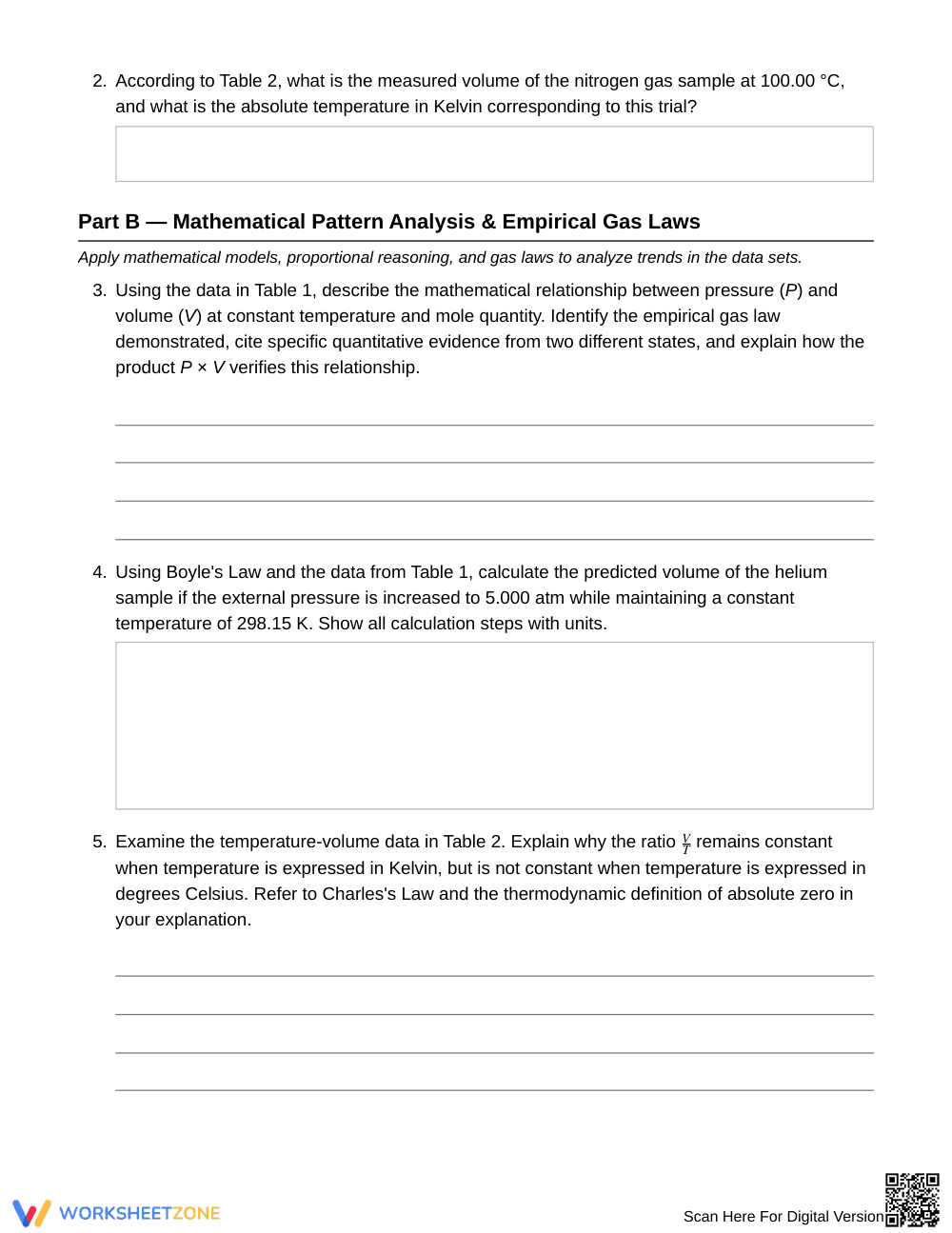 Essential Gas Laws PVT Data Worksheet | Grade 11 Chemistry - Page 3