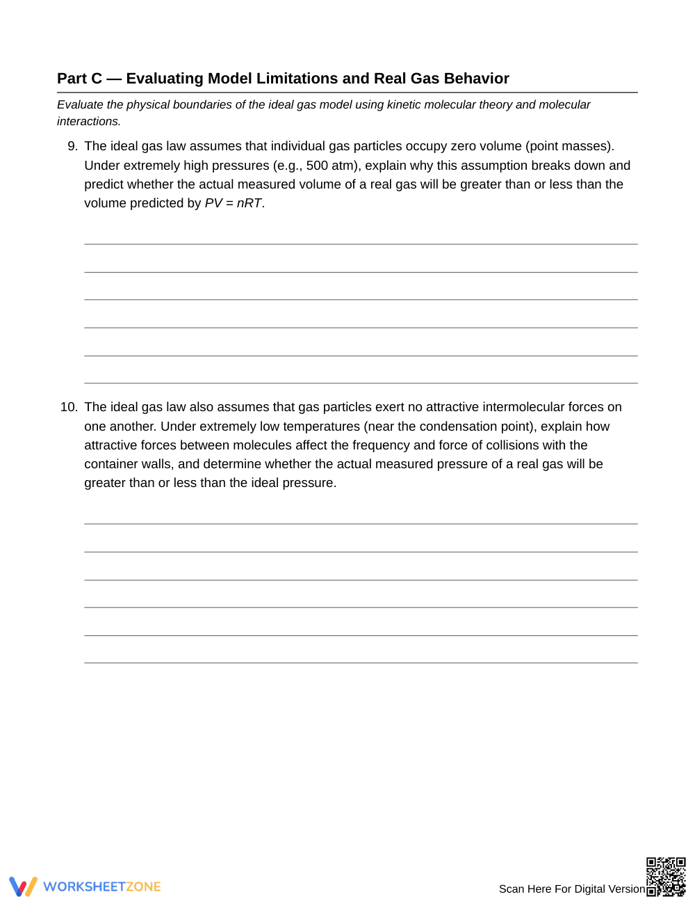 Essential Gas Laws PVT Data Worksheet | Grade 11 Chemistry - Page 5