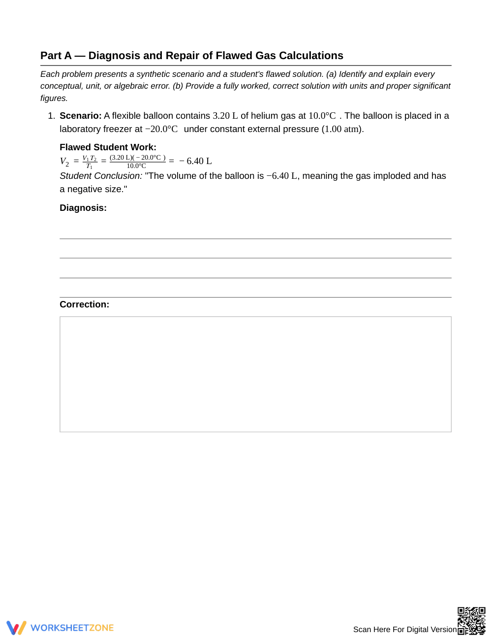 Essential Gas Law Unit Errors Worksheet | Grade 11 Chemistry - Page 2