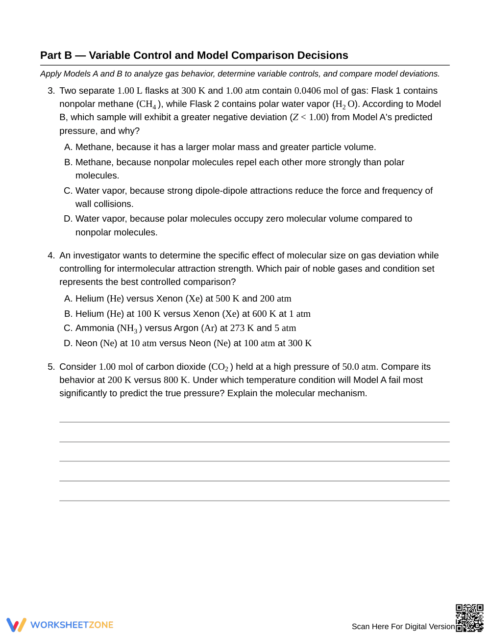 Essential Ideal Gas Model Worksheet | Grade 11 Chemistry - Page 3