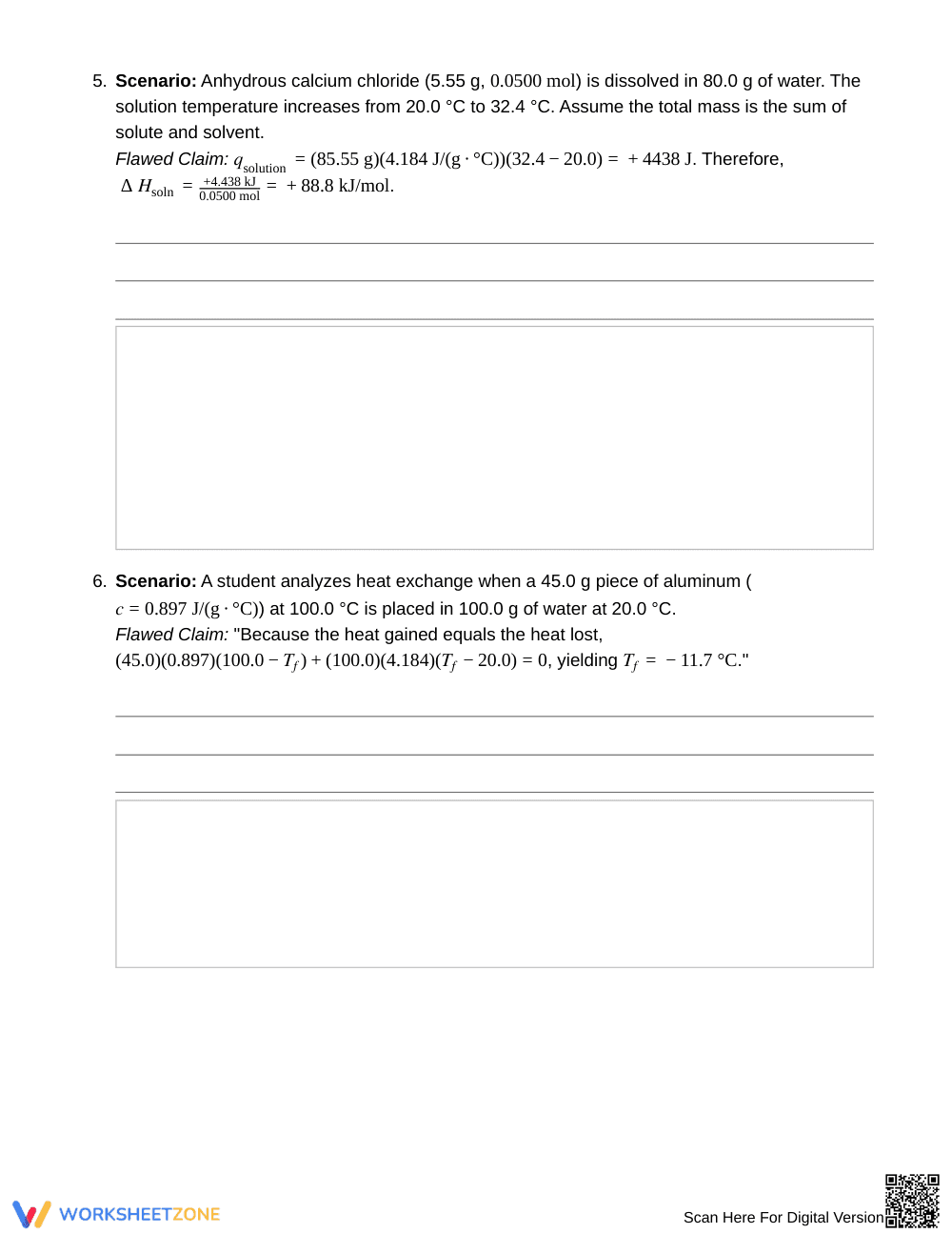 Complete Calorimetry Errors Worksheet | Grade 11 Chemistry - Page 4